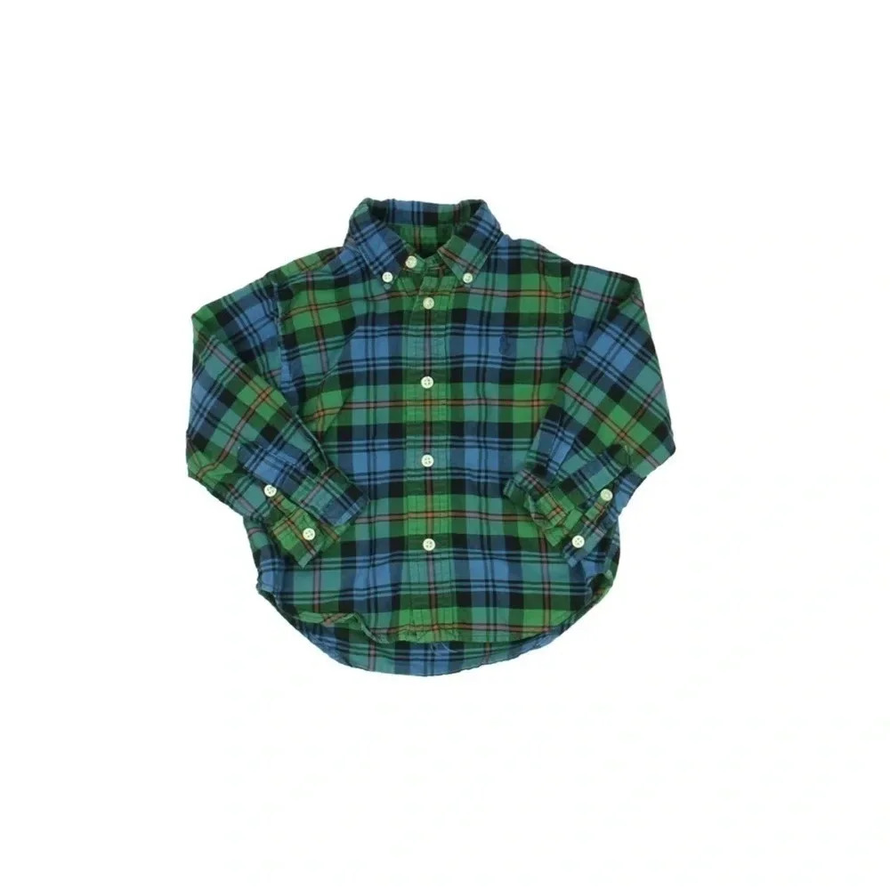 Ralph Lauren toddler boy plaid button down 18m